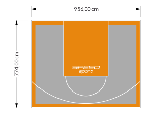 74M2/774X956CM SZARO-POMARAŃCZOWE BOISKO DO KOSZYKÓWKI SPEEDSPORT HEXA POWER PRO