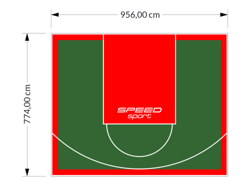 74M2/774X956CM ZIELONO-CZERWONE BOISKO DO KOSZYKÓWKI SPEEDSPORT HEXA POWER PRO