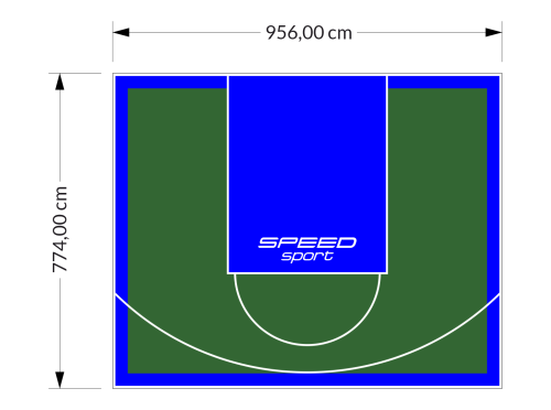 74M2/774X956CM ZIELONO-NIEBIESKIE BOISKO DO KOSZYKÓWKI SPEEDSPORT HEXA POWER PRO