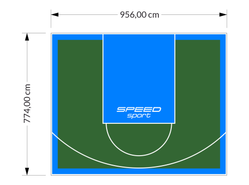 74M2/774X956CM ZIELONO-BŁĘKITNE BOISKO DO KOSZYKÓWKI SPEEDSPORT HEXA POWER PRO