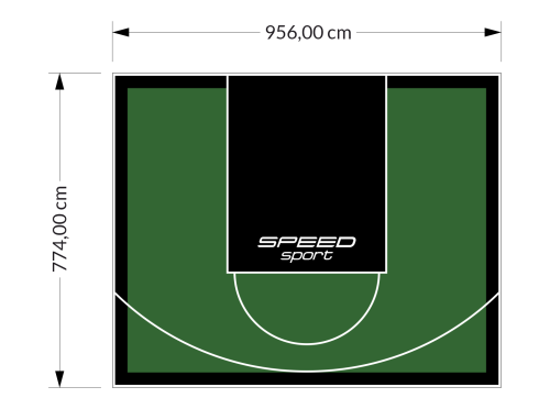 74M2/774X956CM ZIELONO-CZARNE BOISKO DO KOSZYKÓWKI SPEEDSPORT HEXA POWER PRO