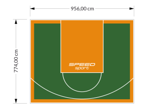 74M2/774X956CM ZIELONO-POMARAŃCZOWE BOISKO DO KOSZYKÓWKI SPEEDSPORT HEXA POWER PRO
