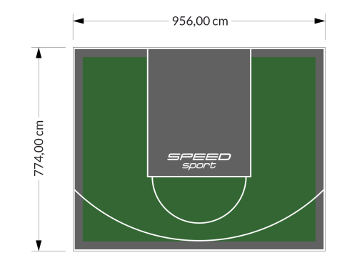 74M2/774X956CM ZIELONO-GRAFITOWE BOISKO DO KOSZYKÓWKI SPEEDSPORT HEXA POWER PRO