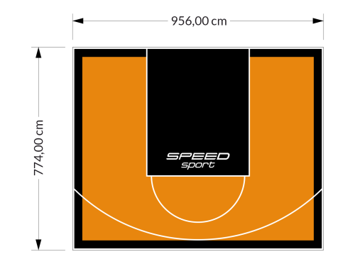 74M2/774X956CM POMARAŃCZOWO-CZARNE BOISKO DO KOSZYKÓWKI SPEEDSPORT HEXA POWER PRO