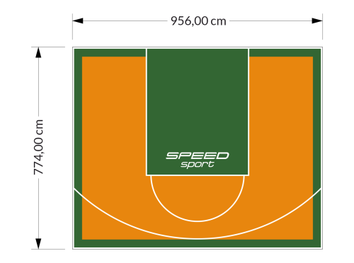 74M2/774X956CM POMARAŃCZOWO-ZIELONE BOISKO DO KOSZYKÓWKI SPEEDSPORT HEXA POWER PRO