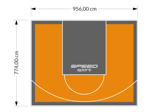 74M2/774X956CM POMARAŃCZOWO-GRAFITOWE BOISKO DO KOSZYKÓWKI SPEEDSPORT HEXA POWER PRO