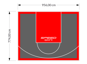 74M2/774X956CM GRAFITOWO-CZERWONE BOISKO DO KOSZYKÓWKI SPEEDSPORT HEXA POWER PRO