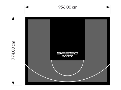 74M2/774X956CM GRAFITOWO-CZARNE BOISKO DO KOSZYKÓWKI SPEEDSPORT HEXA POWER PRO
