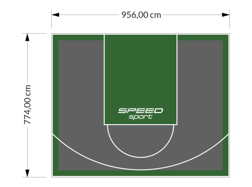 74M2/774X956CM GRAFITOWO-ZIELONE BOISKO DO KOSZYKÓWKI SPEEDSPORT HEXA POWER PRO