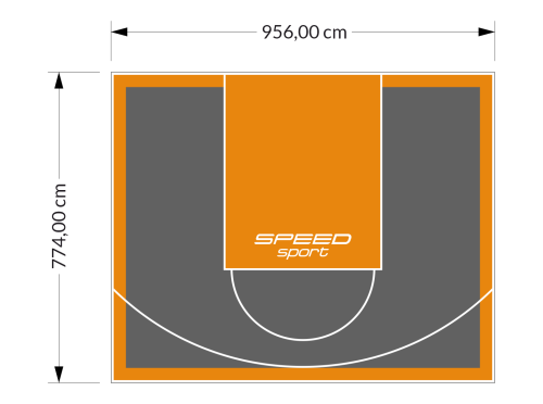 74M2/774X956CM GRAFITOWO-POMARAŃCZOWE BOISKO DO KOSZYKÓWKI SPEEDSPORT HEXA POWER PRO