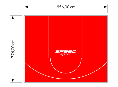 74M2/774X956CM CZERWONE BOISKO DO KOSZYKÓWKI SPEEDSPORT HEXA POWER PRO