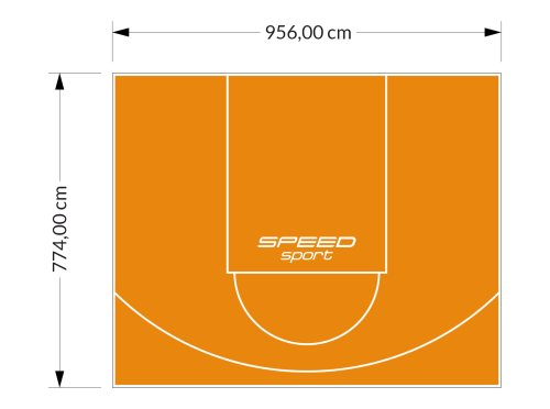 74M2/774X956CM POMARAŃCZOWE BOISKO DO KOSZYKÓWKI SPEEDSPORT HEXA POWER PRO