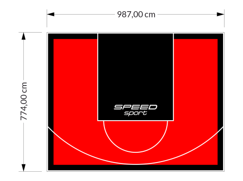 76M2/774X987CM CZERWONO-CZARNE BOISKO DO KOSZYKÓWKI SPEEDSPORT HEXA POWER PRO