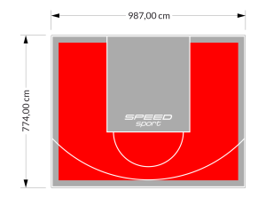 76M2/774X987CM CZERWONO-SZARE BOISKO DO KOSZYKÓWKI SPEEDSPORT HEXA POWER PRO