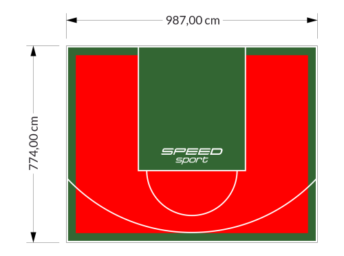 76M2/774X987CM CZERWONO-ZIELONE BOISKO DO KOSZYKÓWKI SPEEDSPORT HEXA POWER PRO