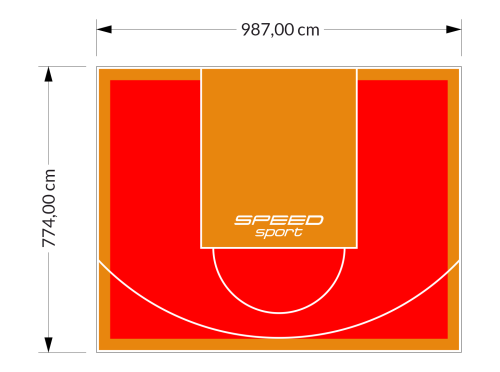 76M2/774X987CM CZERWONO-POMARAŃCZOWE BOISKO DO KOSZYKÓWKI SPEEDSPORT HEXA POWER PRO