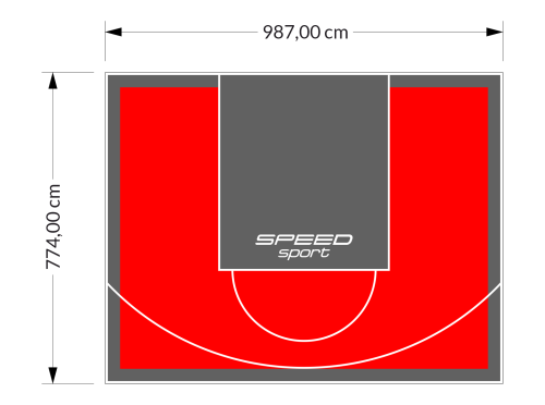 76M2/774X987CM CZERWONO-GRAFITOWE BOISKO DO KOSZYKÓWKI SPEEDSPORT HEXA POWER PRO