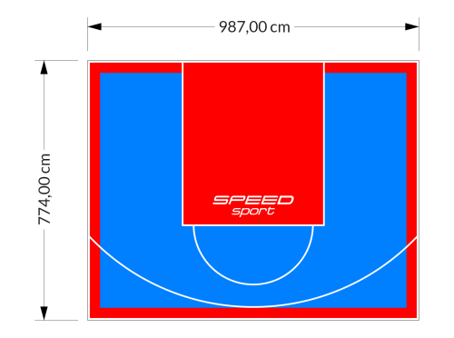 76M2/774X987CM BŁĘKITNO-CZERWONE BOISKO DO KOSZYKÓWKI SPEEDSPORT HEXA POWER PRO