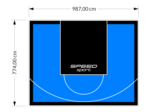 76M2/774X987CM BŁĘKITNO-CZARNE BOISKO DO KOSZYKÓWKI SPEEDSPORT HEXA POWER PRO