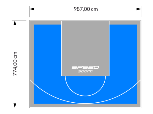 76M2/774X987CM BŁĘKITNO-SZARE BOISKO DO KOSZYKÓWKI SPEEDSPORT HEXA POWER PRO