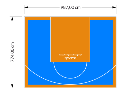 76M2/774X987CM BŁĘKITNO-POMARAŃCZOWE BOISKO DO KOSZYKÓWKI SPEEDSPORT HEXA POWER PRO