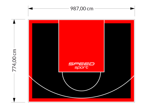 76M2/774X987CM CZARNO-CZERWONE BOISKO DO KOSZYKÓWKI SPEEDSPORT HEXA POWER PRO