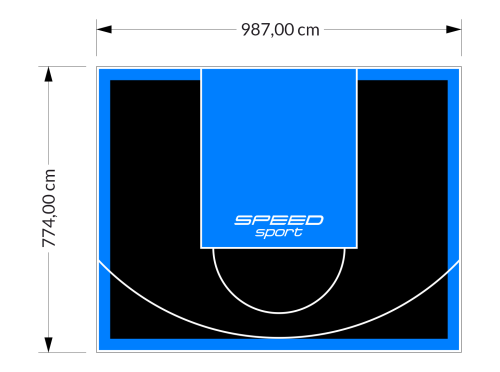76M2/774X987CM CZARNO-BŁĘKITNE BOISKO DO KOSZYKÓWKI SPEEDSPORT HEXA POWER PRO
