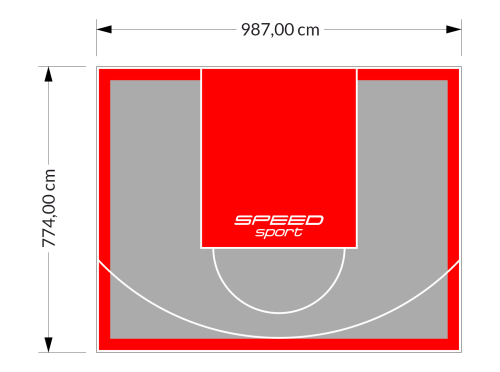 76M2/774X987CM SZARO-CZERWONE BOISKO DO KOSZYKÓWKI SPEEDSPORT HEXA POWER PRO
