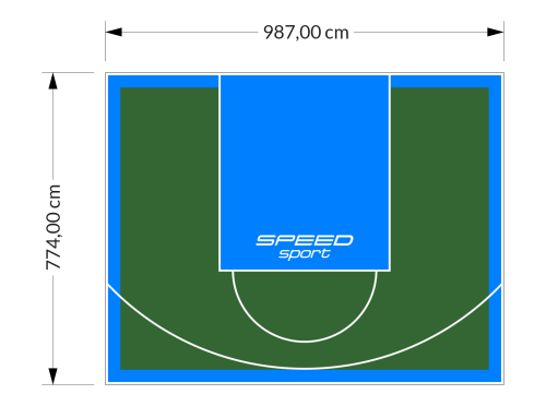 76M2/774X987CM ZIELONO-BŁĘKITNE BOISKO DO KOSZYKÓWKI SPEEDSPORT HEXA POWER PRO