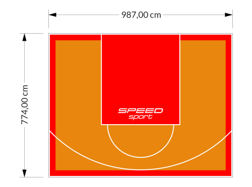 76M2/774X987CM POMARAŃCZOWO-CZERWONE BOISKO DO KOSZYKÓWKI SPEEDSPORT HEXA POWER PRO