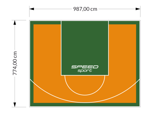 76M2/774X987CM POMARAŃCZOWO-ZIELONE BOISKO DO KOSZYKÓWKI SPEEDSPORT HEXA POWER PRO