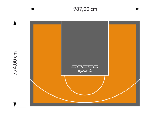 76M2/774X987CM POMARAŃCZOWO-GRAFITOWE BOISKO DO KOSZYKÓWKI SPEEDSPORT HEXA POWER PRO