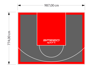 76M2/774X987CM GRAFITOWO-CZERWONE BOISKO DO KOSZYKÓWKI SPEEDSPORT HEXA POWER PRO