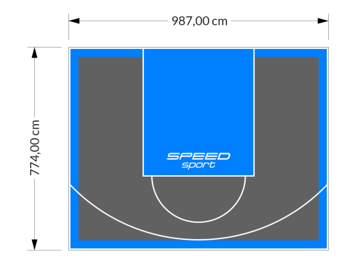 76M2/774X987CM GRAFITOWO-BŁĘKITNE BOISKO DO KOSZYKÓWKI SPEEDSPORT HEXA POWER PRO