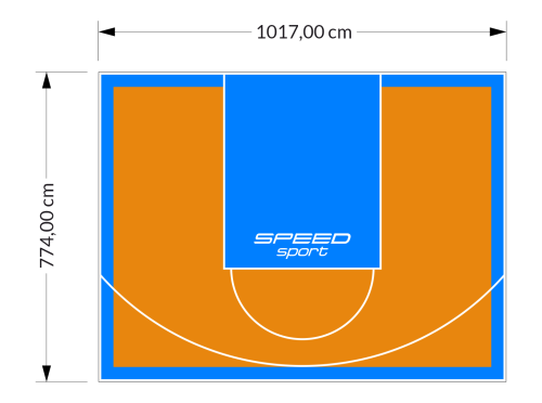 79M2/774X1017CM POMARAŃCZOWO-BŁĘKITNE BOISKO DO KOSZYKÓWKI SPEEDSPORT HEXA POWER PRO
