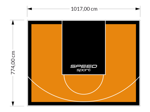 79M2/774X1017CM POMARAŃCZOWO-CZARNE BOISKO DO KOSZYKÓWKI SPEEDSPORT HEXA POWER PRO