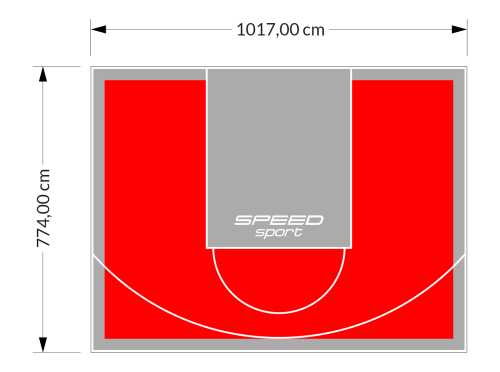81M2/774X1048CM CZERWONO-SZARE BOISKO DO KOSZYKÓWKI SPEEDSPORT HEXA POWER PRO