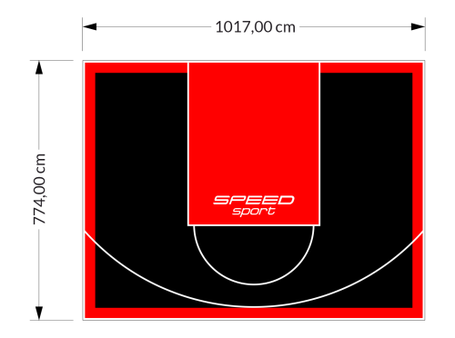 81M2/774X1048CM CZARNO-CZERWONE BOISKO DO KOSZYKÓWKI SPEEDSPORT HEXA POWER PRO