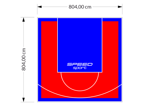 65M2/804X804CM CZERWONO-NIEBIESKIE BOISKO DO KOSZYKÓWKI SPEEDSPORT HEXA POWER PRO