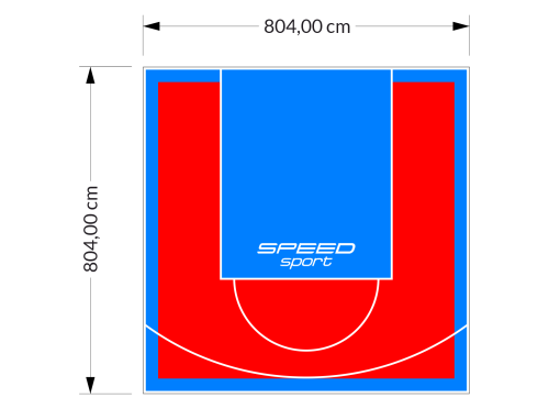 65M2/804X804CM CZERWONO-BŁĘKITNE BOISKO DO KOSZYKÓWKI SPEEDSPORT HEXA POWER PRO