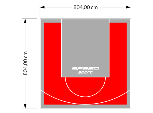 65M2/804X804CM CZERWONO-SZARE BOISKO DO KOSZYKÓWKI SPEEDSPORT HEXA POWER PRO