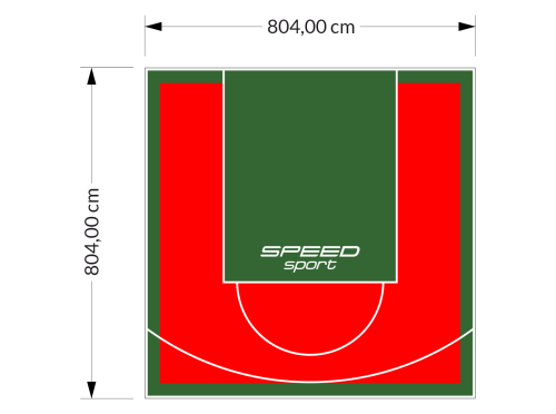 65M2/804X804CM CZERWONO-ZIELONE BOISKO DO KOSZYKÓWKI SPEEDSPORT HEXA POWER PRO