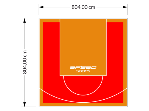 65M2/804X804CM CZERWONO-POMARAŃCZOWE BOISKO DO KOSZYKÓWKI SPEEDSPORT HEXA POWER PRO