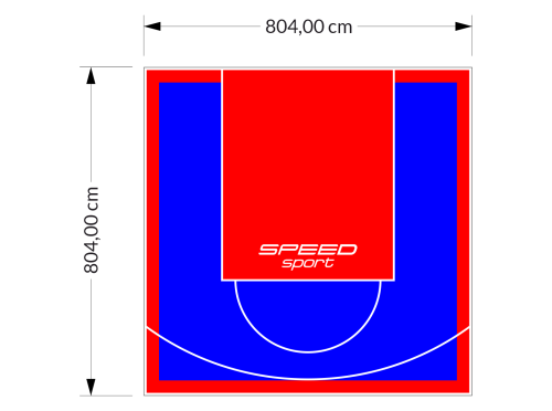 65M2/804X804CM NIEBIESKO-CZERWONE BOISKO DO KOSZYKÓWKI SPEEDSPORT HEXA POWER PRO