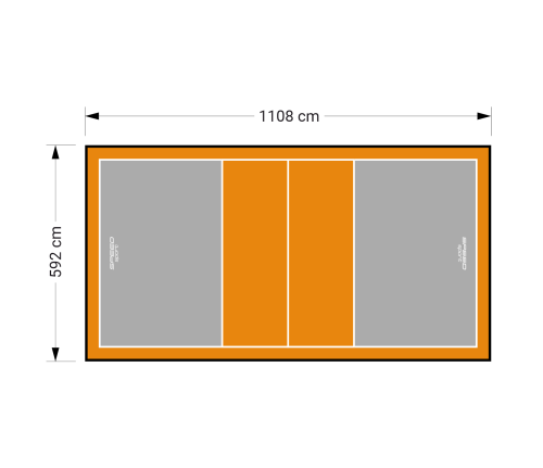 66M2/1108X592CM SZARO-POMARAŃCZOWE BOISKO DO SIATKÓWKI SPEEDSPORT HEXA POWER PRO