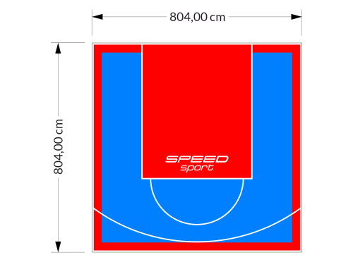65M2/804X804CM BŁĘKITNO-CZERWONE BOISKO DO KOSZYKÓWKI SPEEDSPORT HEXA POWER PRO