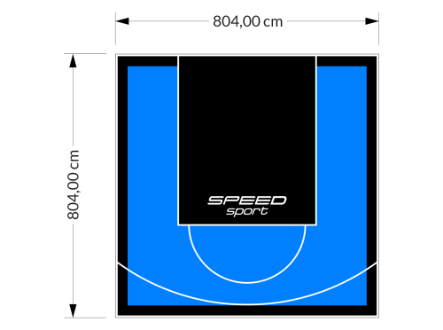65M2/804X804CM BŁĘKITNO-CZARNE BOISKO DO KOSZYKÓWKI SPEEDSPORT HEXA POWER PRO