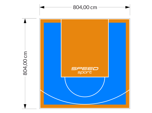 65M2/804X804CM BŁĘKITNO-POMARAŃCZOWE BOISKO DO KOSZYKÓWKI SPEEDSPORT HEXA POWER PRO