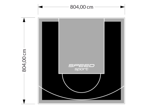 65M2/804X804CM CZARNO-SZARE BOISKO DO KOSZYKÓWKI SPEEDSPORT HEXA POWER PRO