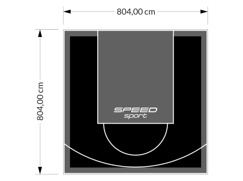 65M2/804X804CM CZARNO-GRAFITOWE BOISKO DO KOSZYKÓWKI SPEEDSPORT HEXA POWER PRO